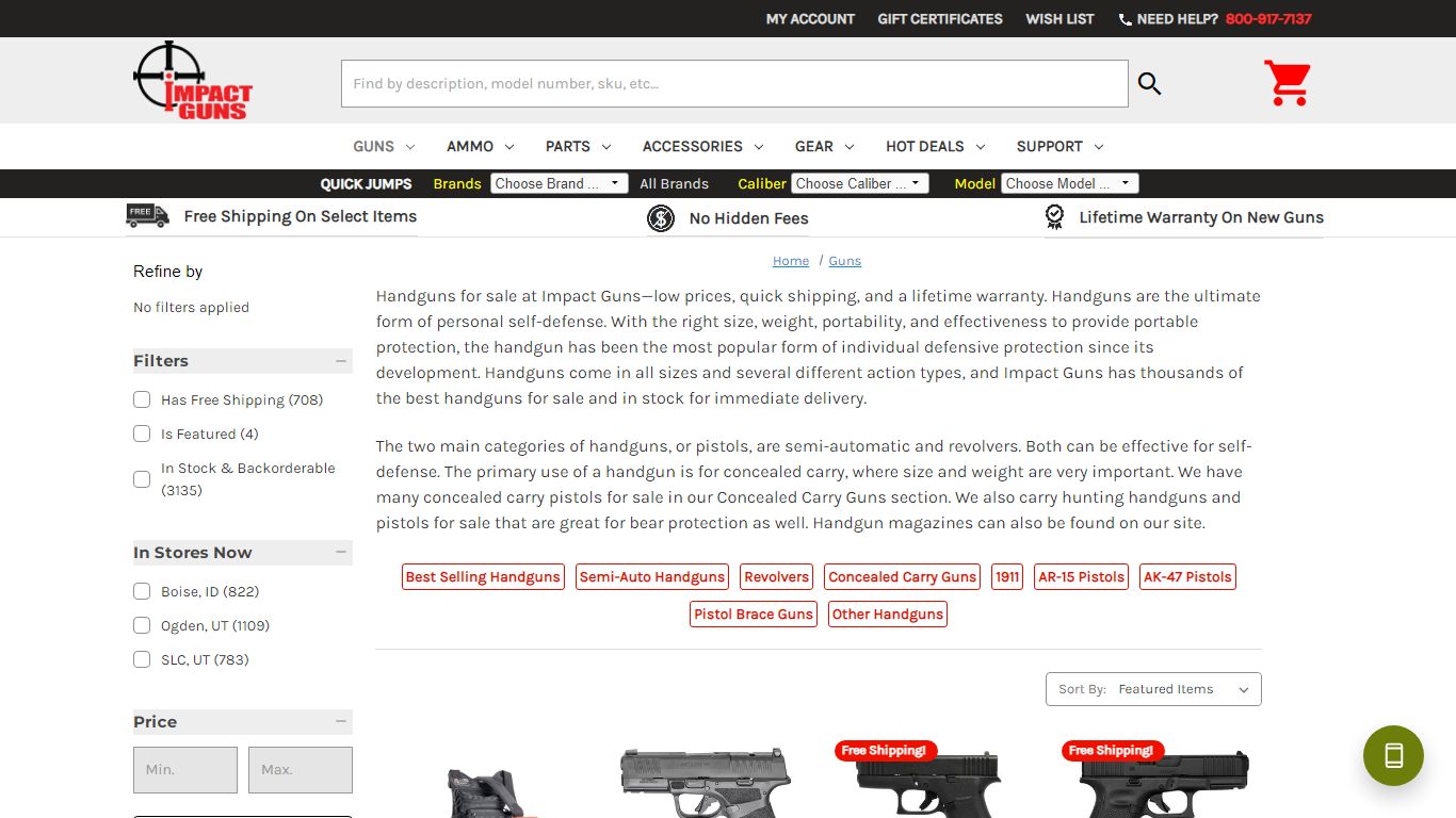 Handguns and Pistols for Sale | Impact Guns